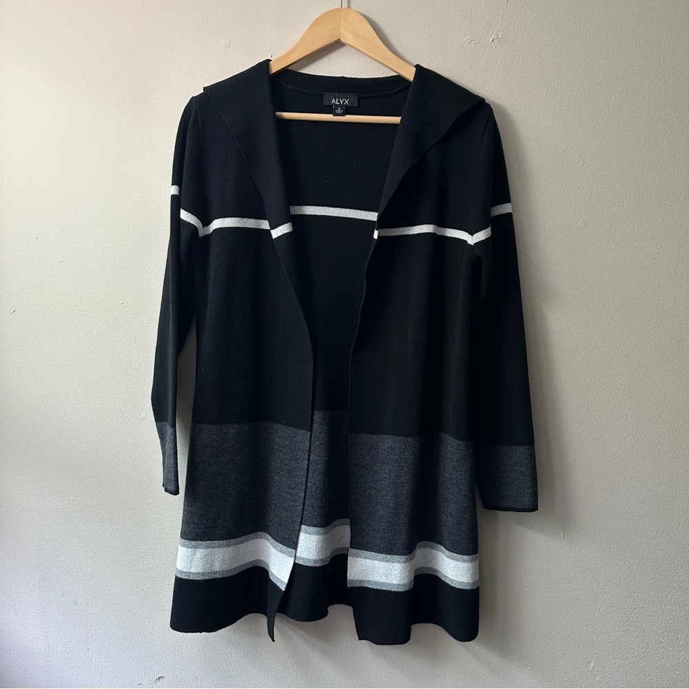 ALYX Hooded Colorblock Striped Open Front Cardigan Duster Sweater Small